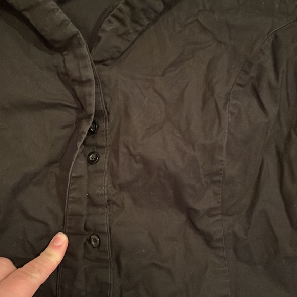 Women’s Short Sleeved Button Down Shirt, Black, Size Large, Riders - Picture 2 of 4